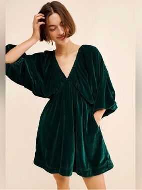 Free People Emerald Velvet Dress